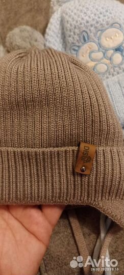 Шапочки для малыша 0-3, 3-6 демисезон зима