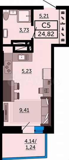 Квартира-студия, 24,5 м², 25/27 эт.