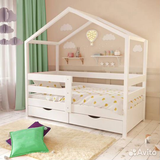 Кроватка MY place высокий борт для малышаТеремок б