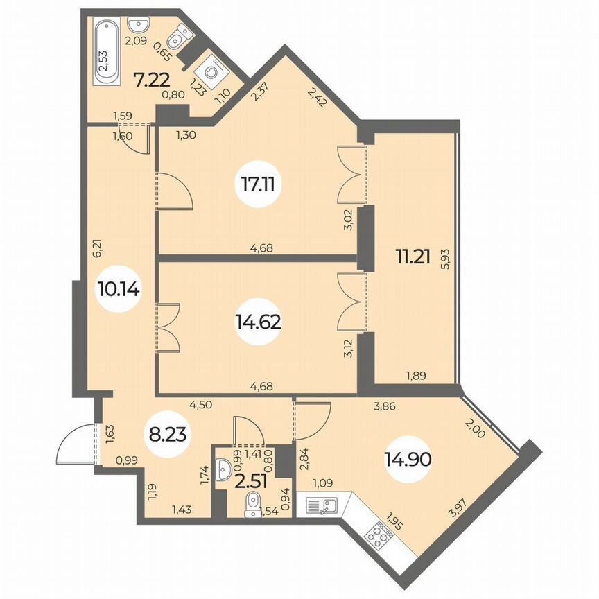 2-к. квартира, 80 м², 10/24 эт.