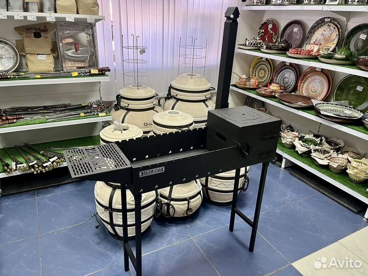 Мангал 3 мм с печью под казан с трубой разборный