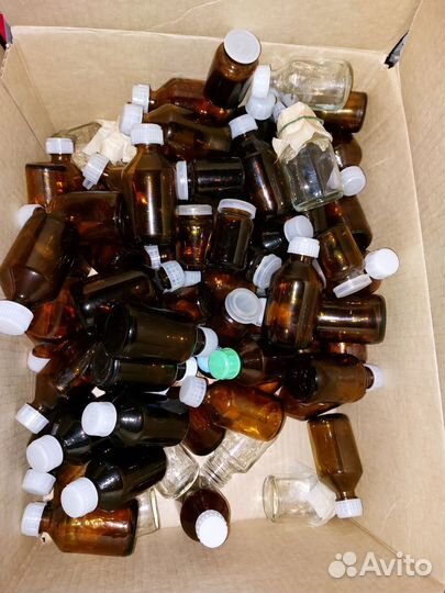 Аптечные стекл.пузырьки флаконы нов. 20,50мл