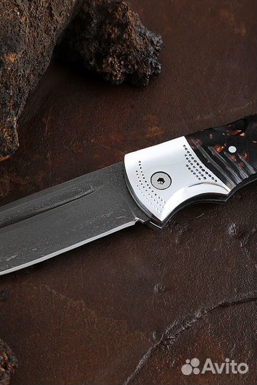 Нож Беркут складной Х12мф дюраль акрил коричневый