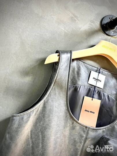 Майка женская из кожи Miu Miu