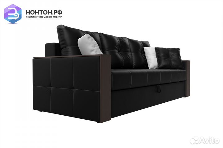 Диван еврокнижка Валенсия экокожа черная