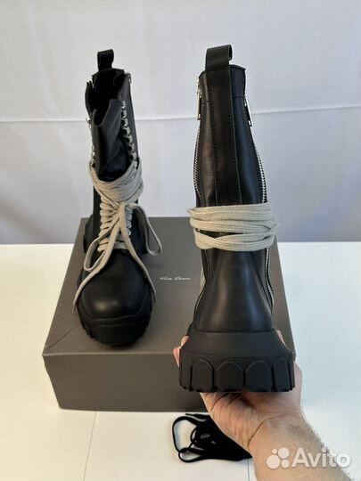 Rick Owens Bozo Tractor Lace Up Combat Black 9.5US
