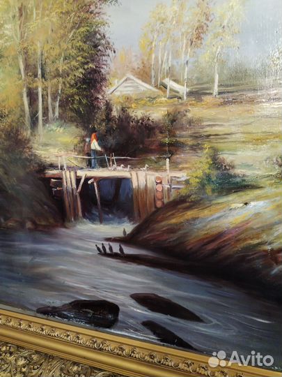 Старинная картина маслом на холсте