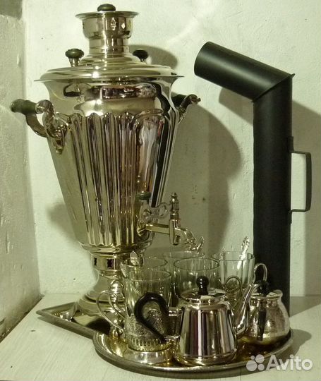 Самовар на дровах 7 литров СССР + чайный комплект