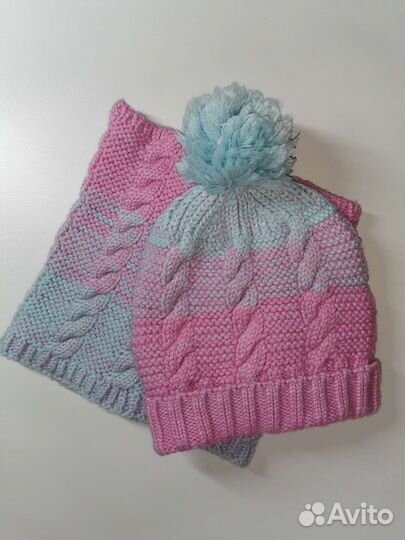 Шапка и снуд для девочки, зимние аксессуары
