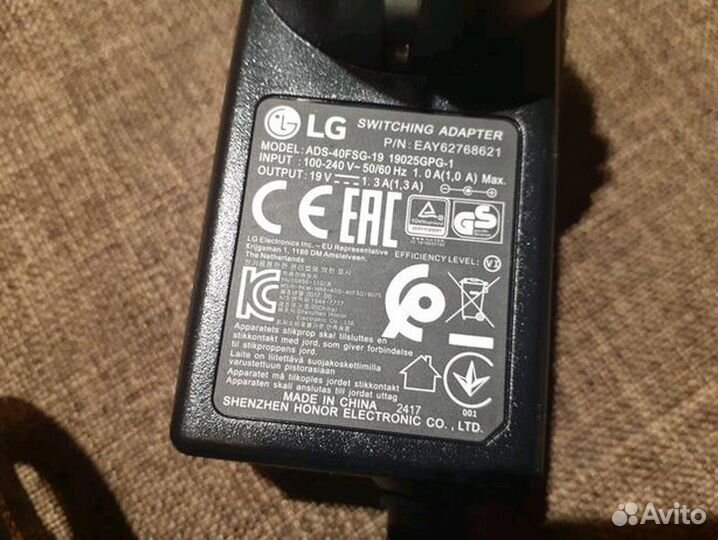 Блок Питания, Адаптер Для Монитора LG ADS-40FSG-19