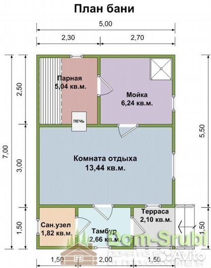 Харовск. Хорошая надёжная Баня из бруса Б-20 (5х7)