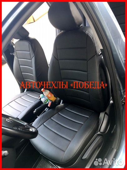 Чехлы Kia Rio 3 седан из экокожи чёрные Классика