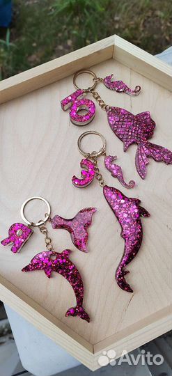 Брелок из эпоксидной смолы Рыбка Русалка Кит