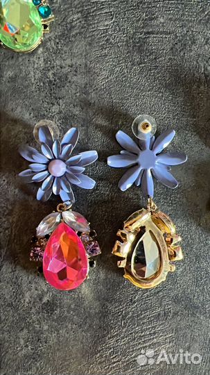 Серьги длинные с камнями кристаллами