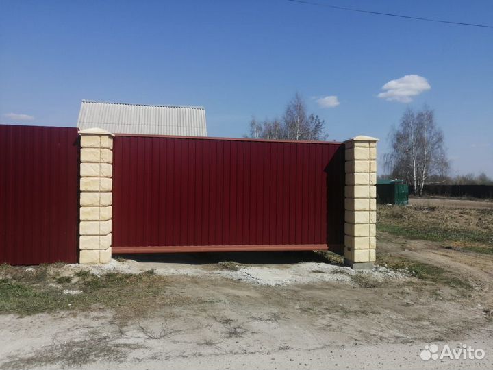 Откатные ворота из профнастила под ключ