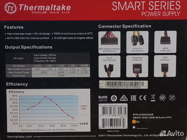 Блок питания Thermaltake Smart RGB 700W
