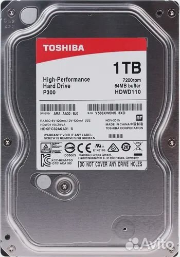 1 тб Жесткий диск Toshiba P300