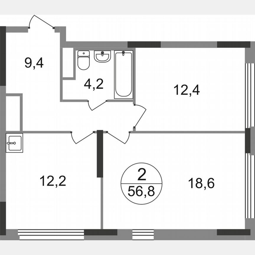 2-к. квартира, 56,8 м², 10/17 эт.