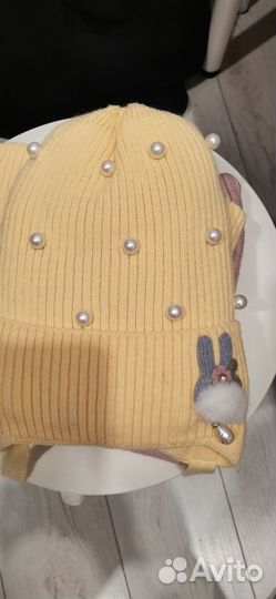 Комплект : шапка, шарф, перчатки зима 6,7 лет