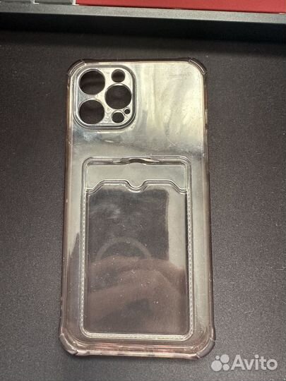 Чехол на iPhone 12 pro max прозрачный с карманом
