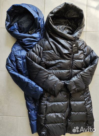 Новый удлинённый пуховик Nike оригинал чёрный S,L