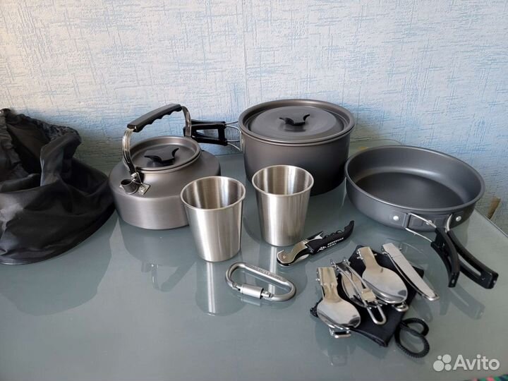 Туристический набор посуды,15 предметов с чайником