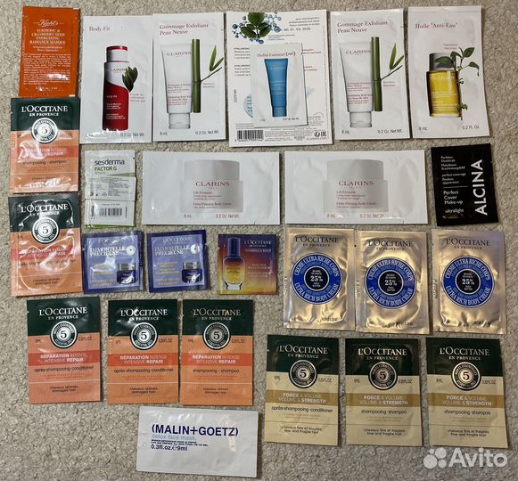 Пробники clarins, l'Occitane, Khiel's, Alcina