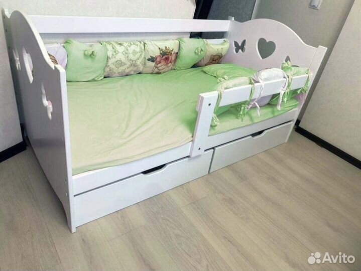 Кроватка высокий борт детская берёза сингл