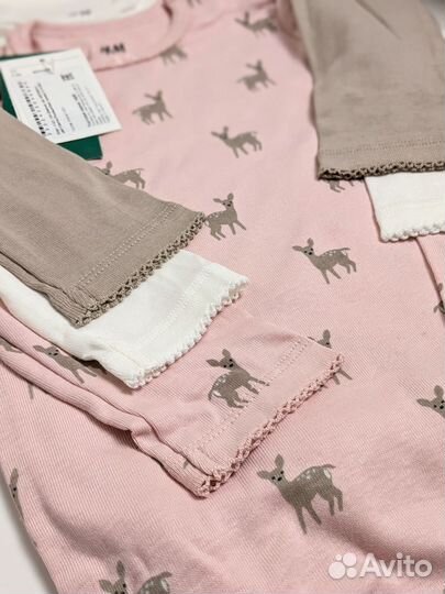 H&m комплект боди 3 шт для девочки новые 86