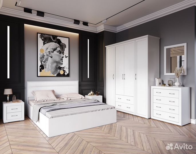 Белая тумба прикроватная. Спальня Леньяна