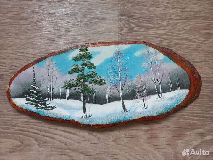 Панно, картина на срезе дерева