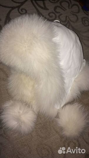 Шапка-ушанка песец/ нат. кожа