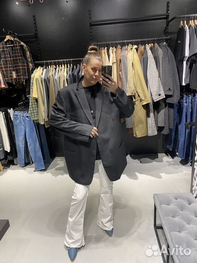 Винтажный большой оверсайз пиджак 54% шерсть