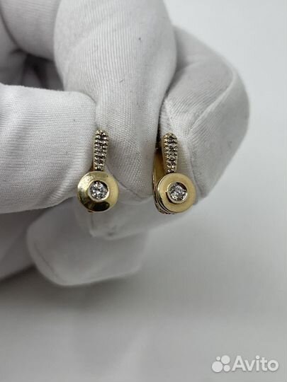 Золотые Серьги 585 пробы с бриллиантами. Рассрочка