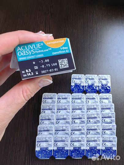 Acuvue Oasys 1-day 28 шт: -3/ -0.75/ 180