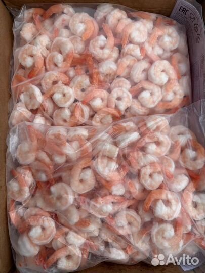 Креветки очищенные варёно-мороженная