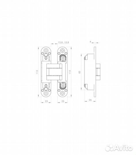 Скрытая петля Armadillo U3D3000.VPG AB бронза