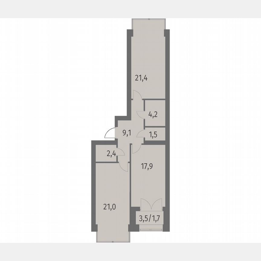 2-к. квартира, 79,3 м², 9/13 эт.