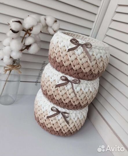 Корзиночки из трикотажной пряжи