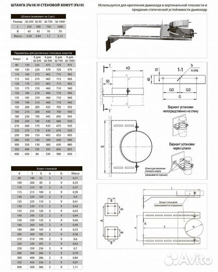 Стеновой хомут ferrum (aisi 430) Ф200