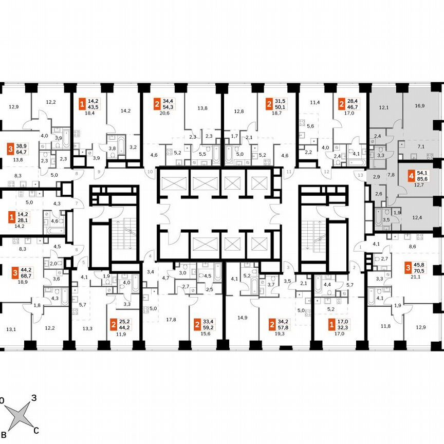 3-к. квартира, 85,6 м², 5/60 эт.