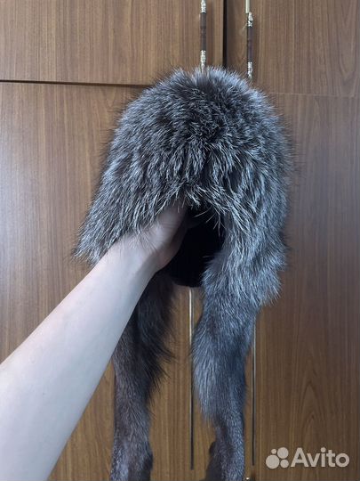 Шапка зимняя меховая женская серая лиса