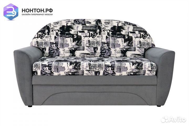 Диван выкатной Вена серый / принт Сити