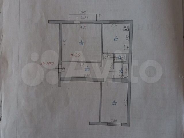 2-к. квартира, 53 м², 5/5 эт.