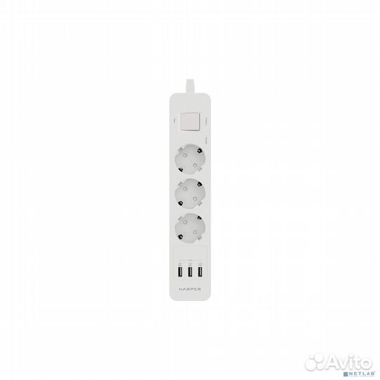 Harper Сетевой фильтр с USB зарядкой UCH-330 White