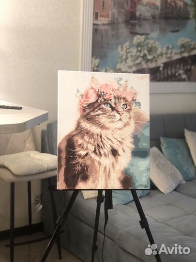 Картина «Котик в цветах»