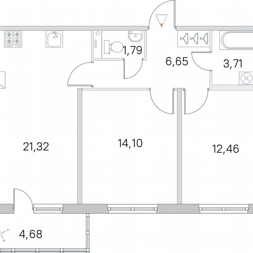 2-к. квартира, 61,4 м², 2/5 эт.