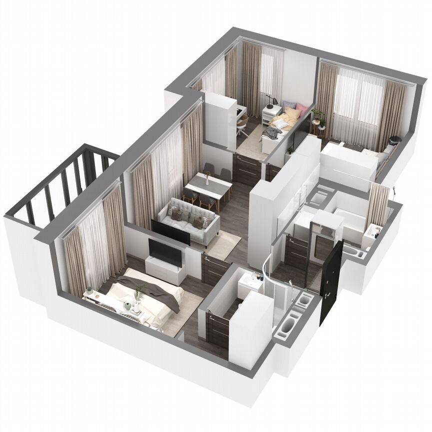 3-к. квартира, 63,4 м², 20/23 эт.