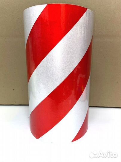 Лента пленка светоотражающая красно белая, клеевая
