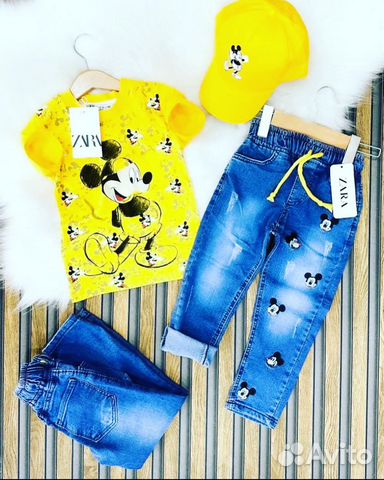 Костюм с микки джинсы футболка кепка новый